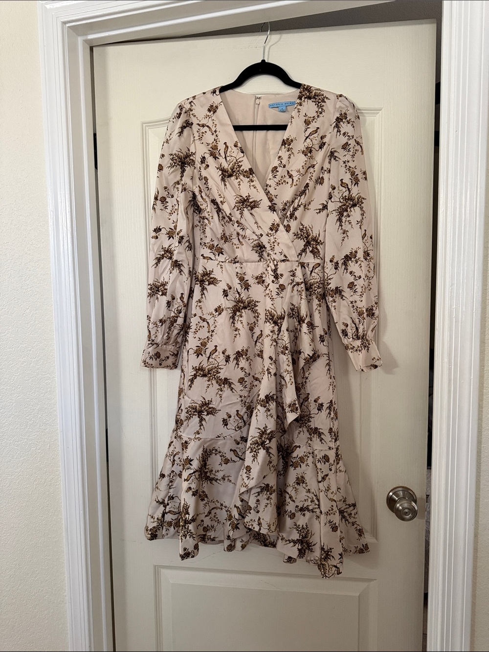 ANTONIO MELANI Cream Dress with Brown Floral Print